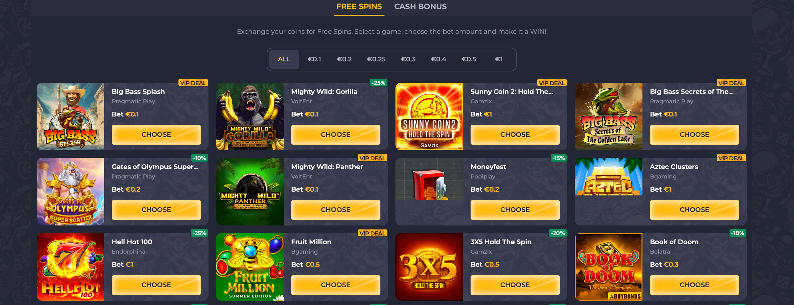 Bonus bei RollingSlots kaufen