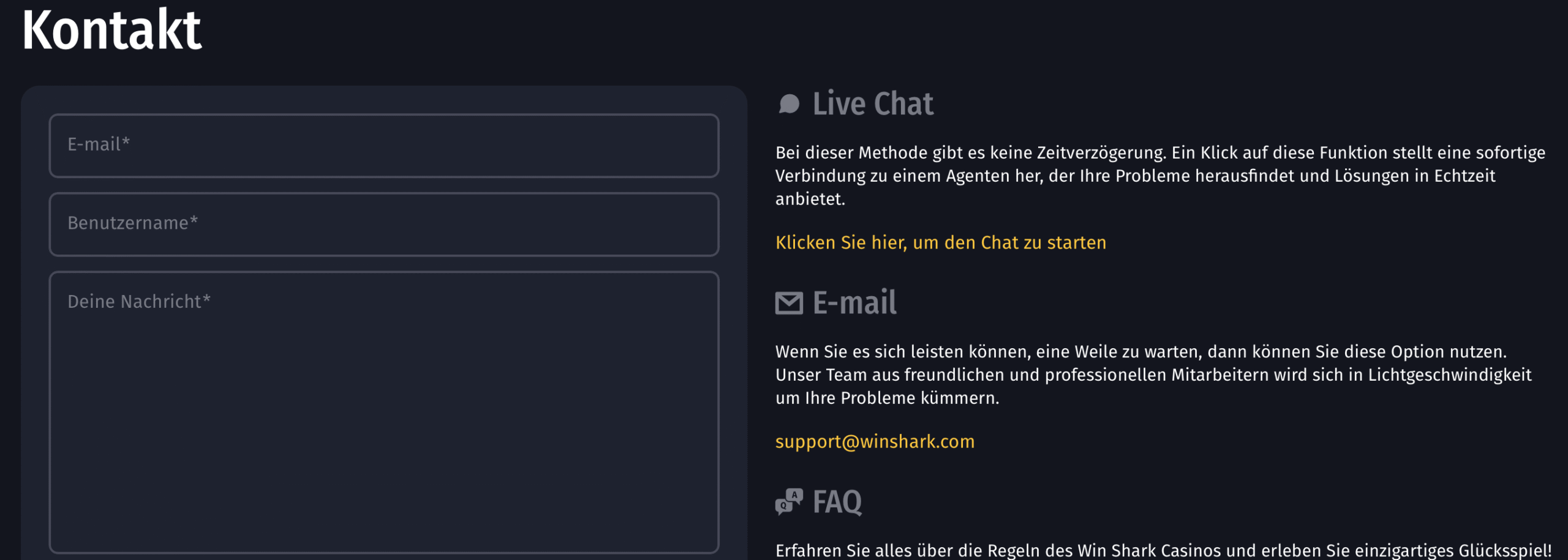 Kontakt und bleiben Sie in Kontakt WinShark