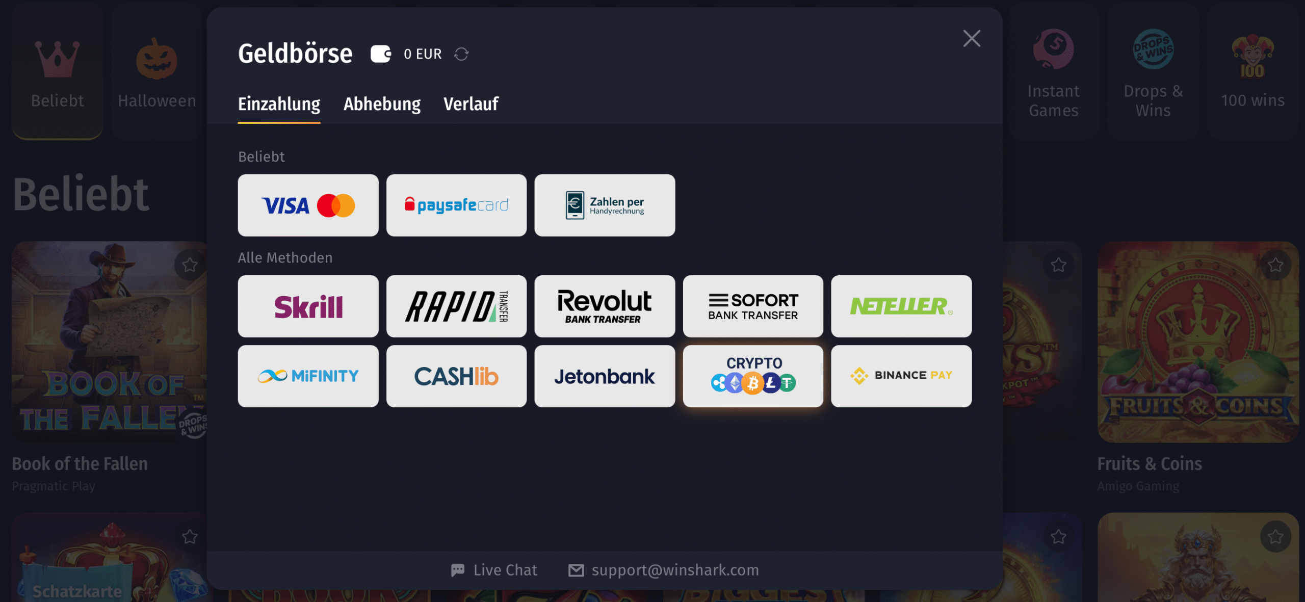 WinShark Zahlung