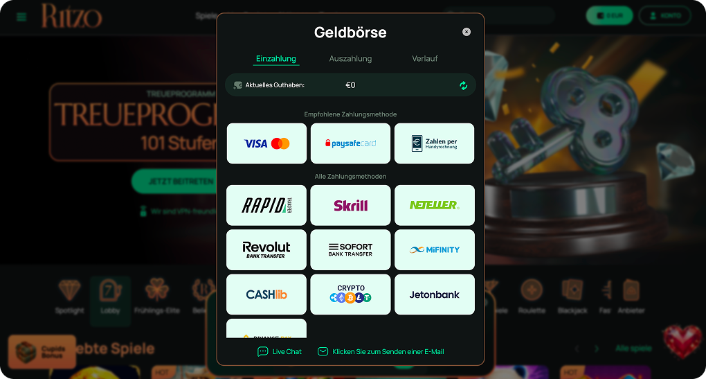 Ritzo Casino Handyrechnung