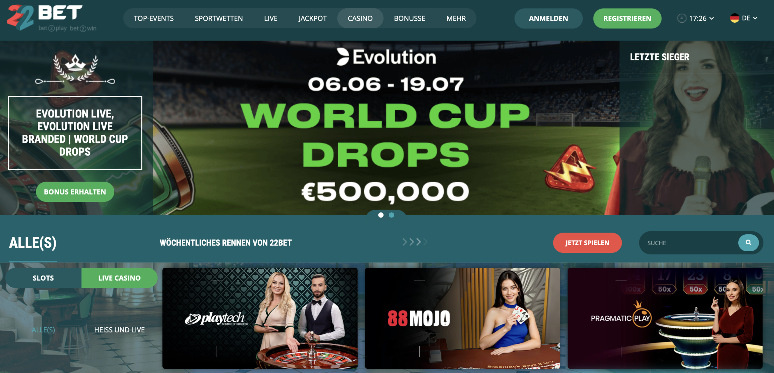 22Bet Online Casino